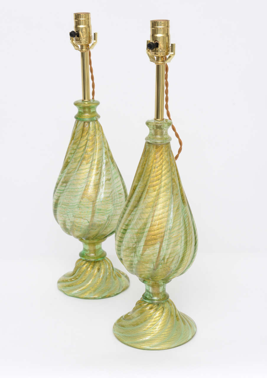 Pair of Barovier e Toso Murano Glass Lamps 2