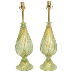 Pair of Barovier e Toso Murano Glass Lamps
