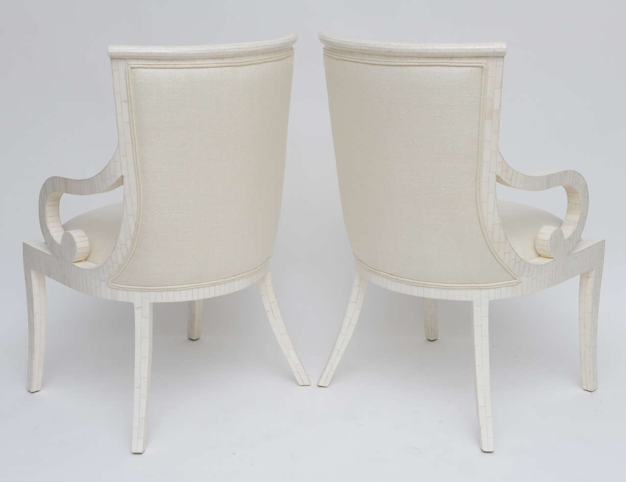 Fully Restored Tessellated Bone Armchairs with Silk Upholstery  2