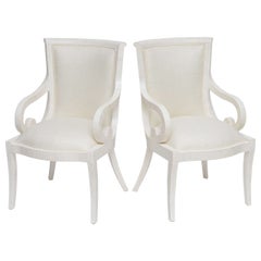 Fully Restored Tessellated Bone Armchairs with Silk Upholstery 