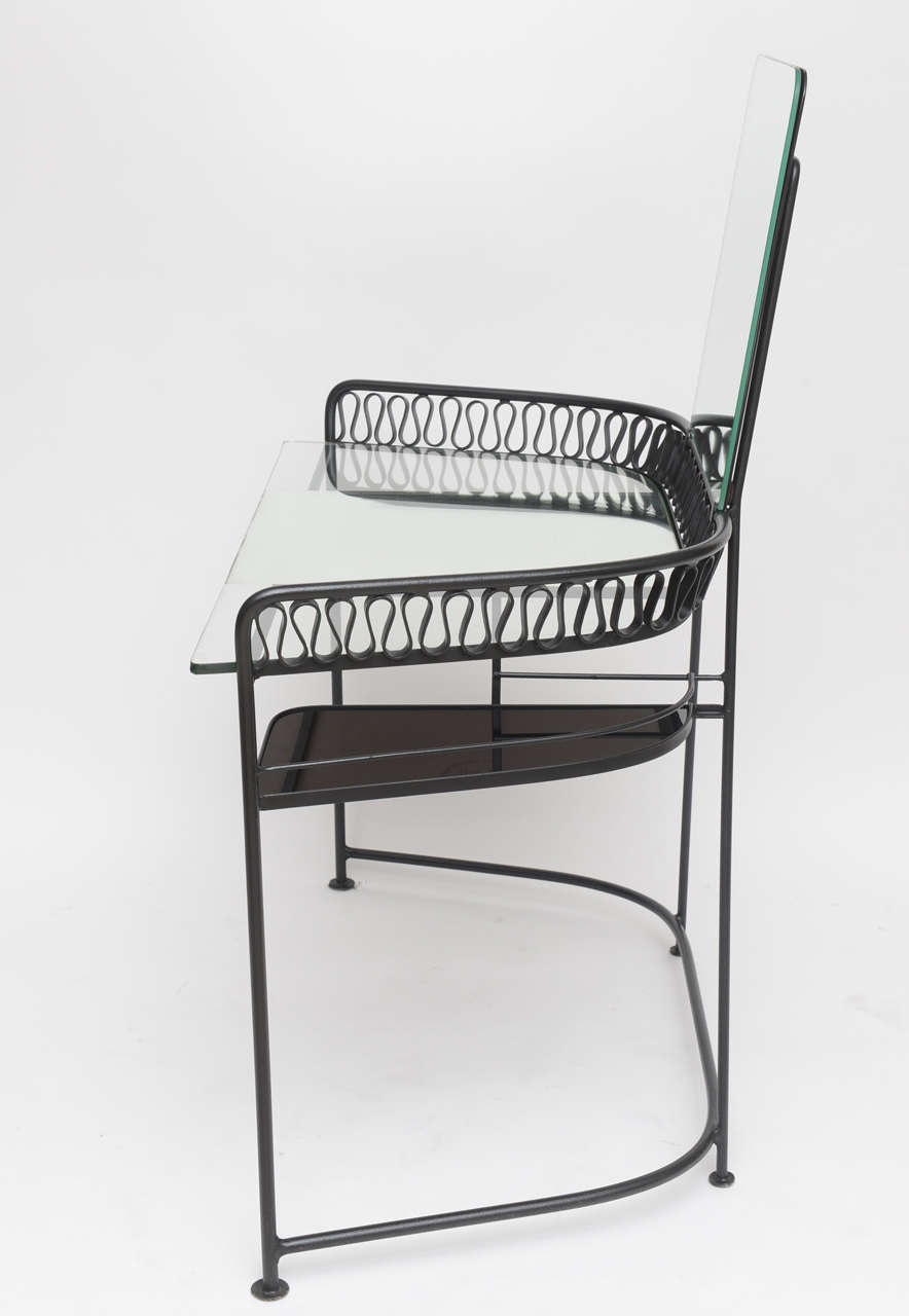 Wrought Iron Dressing Table by John Salterini In Excellent Condition In North Miami, FL