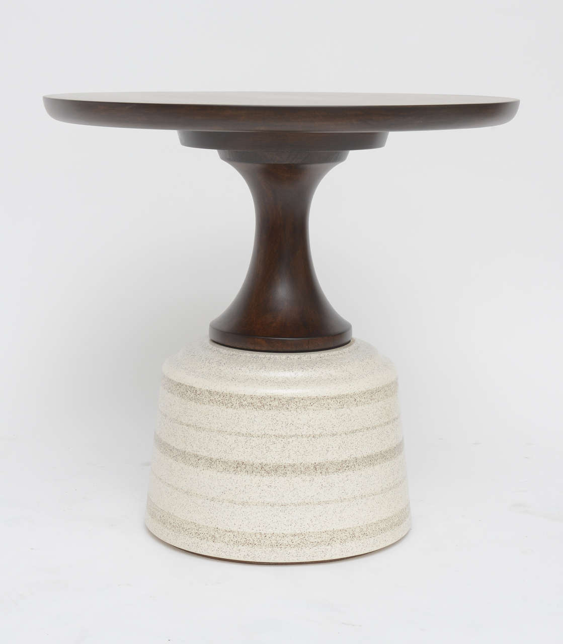 Mid-Century Modern Ceramic-Based Walnut Side Table by John Van Koert for Drexel