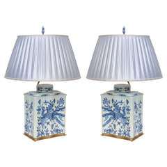 A pair of Chinese Porcelain Concaved and Massive Tea Jar Lamps