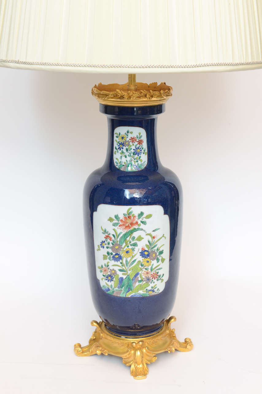 Late 19th Century Pair of 19th Century Chinese Cobalt Blue Porcelain Lamps For Sale