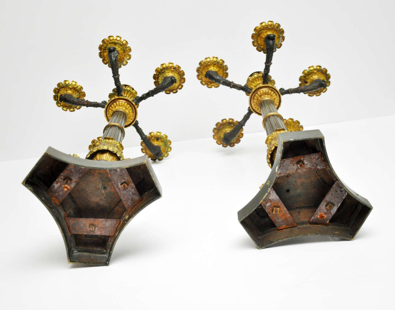 Pair French Louis Phillip Six-Light Candelabra, circa 1840 For Sale 3