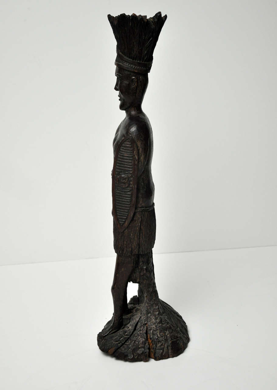 Nevian Carved Wood Chieftain Figure