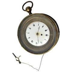 Antique French Round Brass Carriage Clock, circa 1770