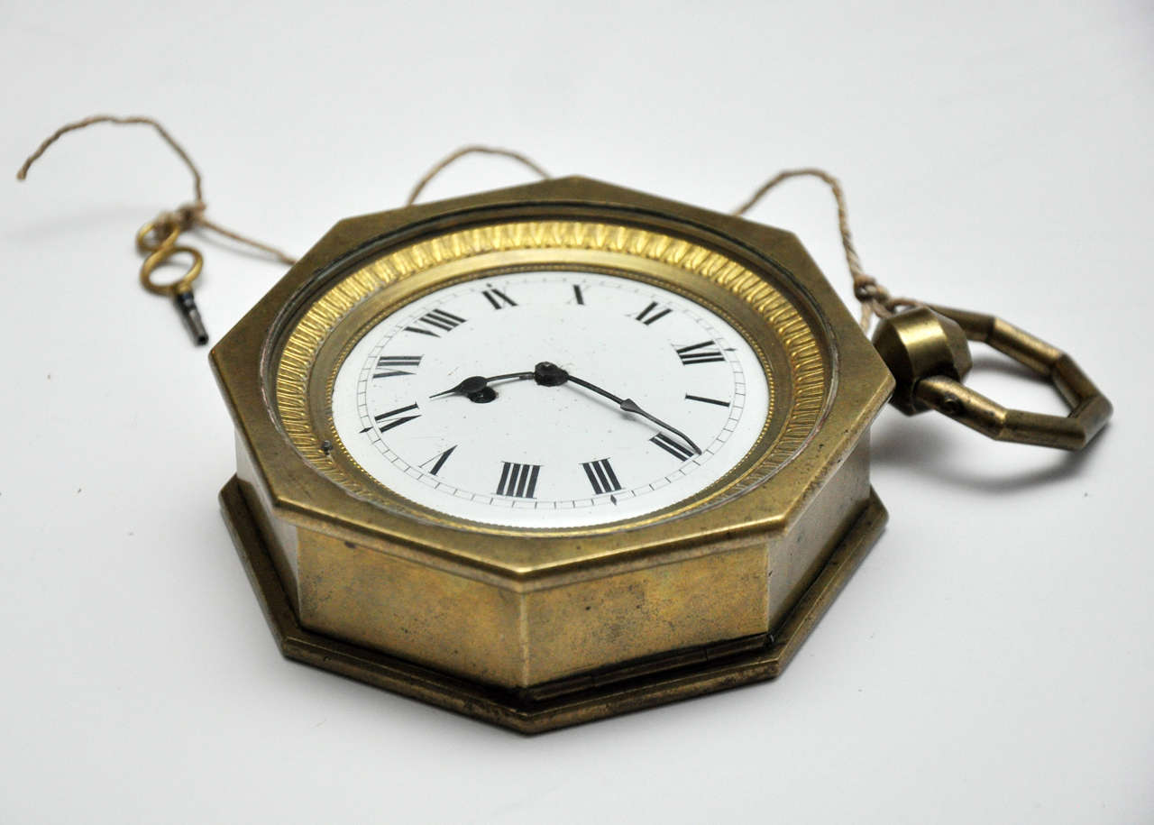 French Octagonal Brass Carriage Clock, circa 1770 For Sale 1
