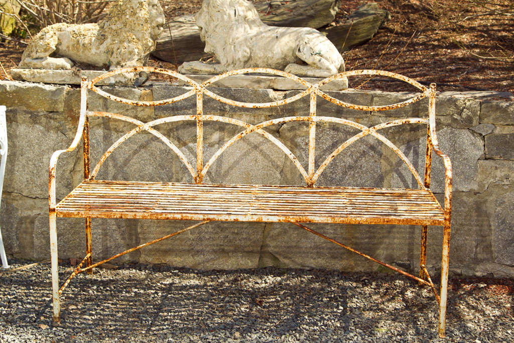 English Regency Style Wrought Iron Garden Bench
