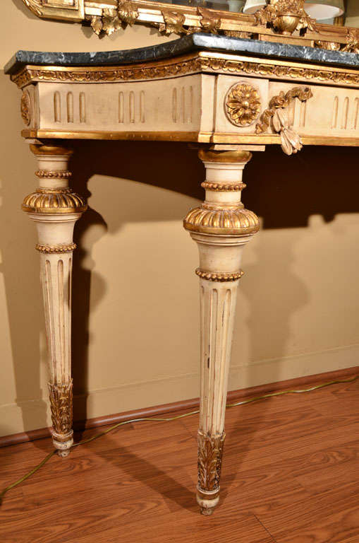 Wood 19th c Louis XVI marble topped console