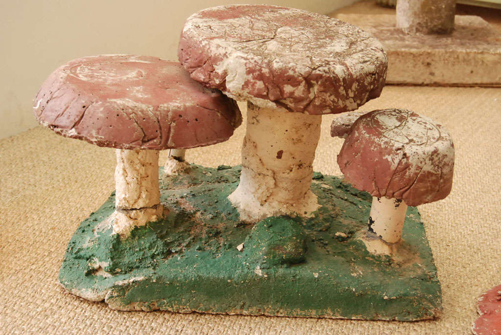 Late 20th Century Cement Garden Mushrooms