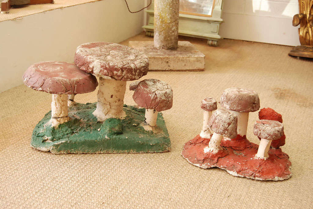 Here is a charming set of Gnome Cement Garden Mushrooms.