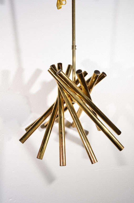 Stilnovo brass spiral chandelier, circa 1960