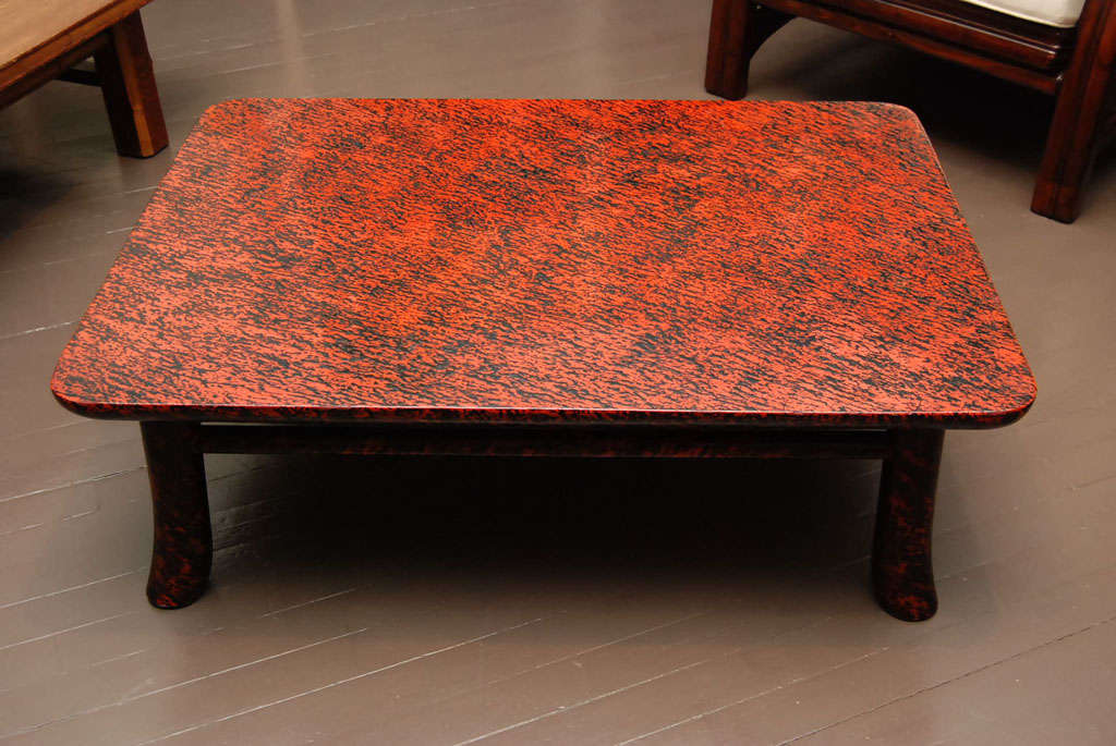 19th Century Japanese red and black Wakasa lacquer table