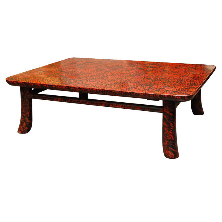 Japanese red and black Wakasa lacquer table