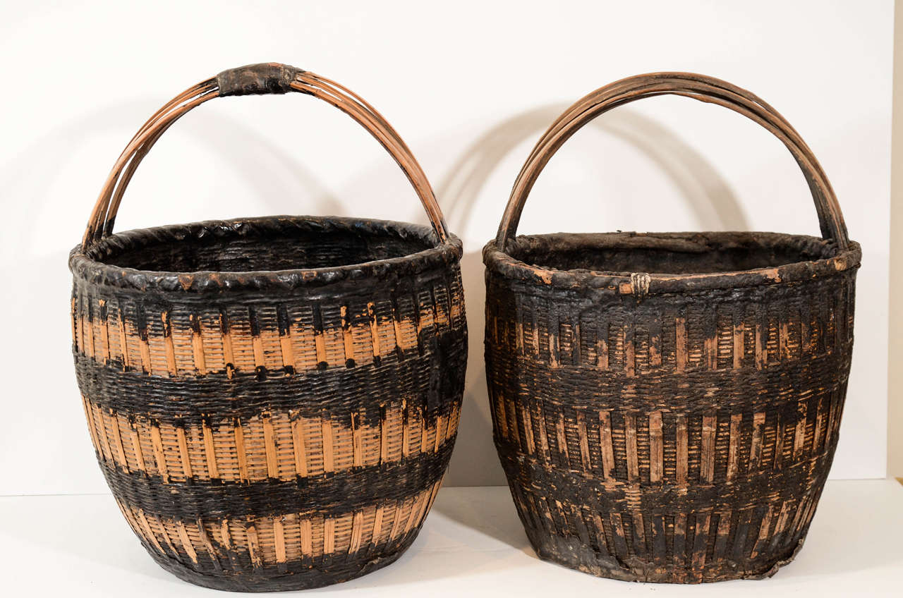 20th Century Antique Chinese Woven Food Baskets