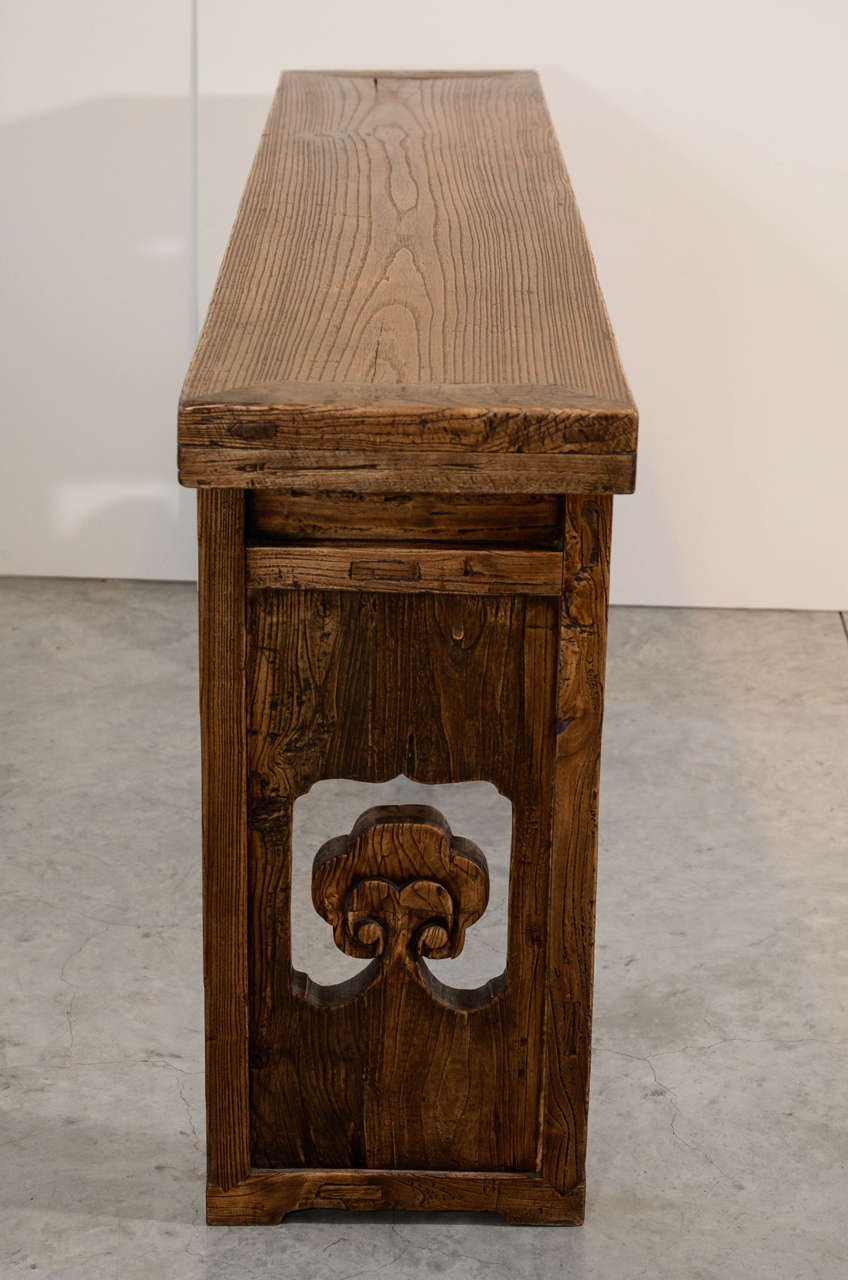 19th Century Chinese Carved Elm Console 2