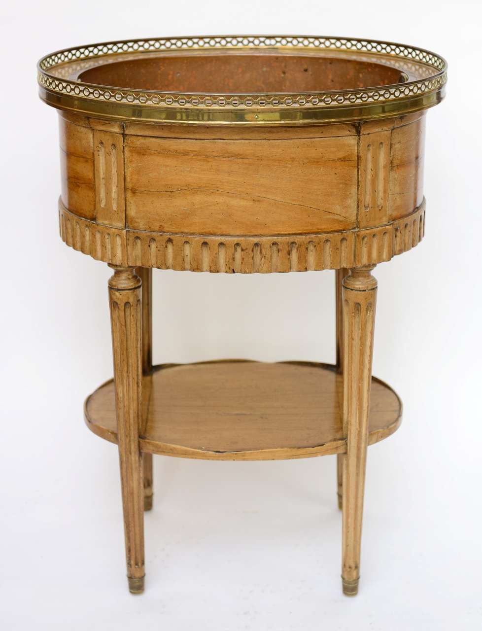 Elegant and beautifully made Wine Cooler.  Could also be used as a planter.  Light fruit wood frame, brass gallery and feet with copper liner, Made and Signed by Don Ruseau.