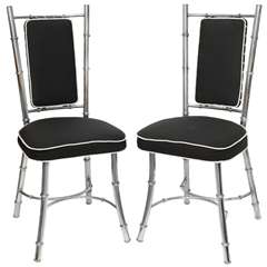 Pair 60's Bamboo Style Chrome side Chairs