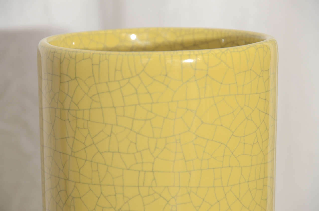 Glazed Contemporary Chinese Imperial Yellow Crackle Vase
