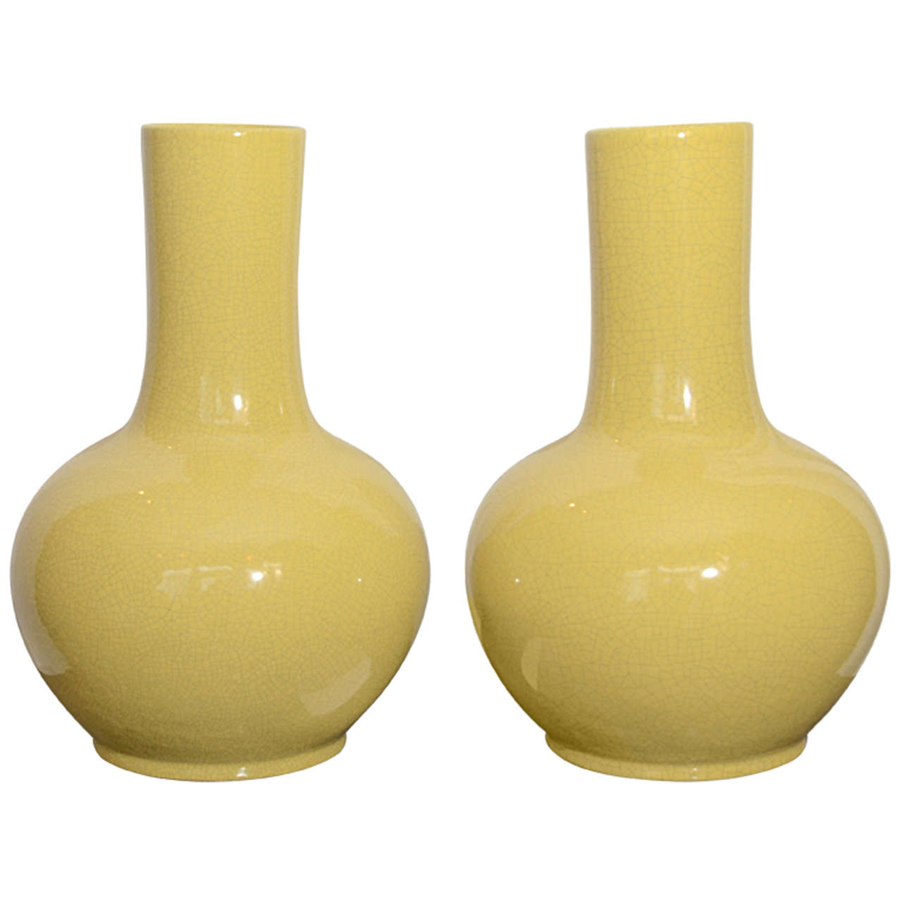 Contemporary Chinese Imperial Yellow Crackle Vase
