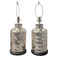 Vintage Pair of Cannister Mercury Glass Lamps