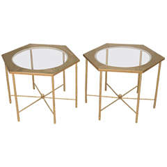 Pair Of Brass And Glass Tables
