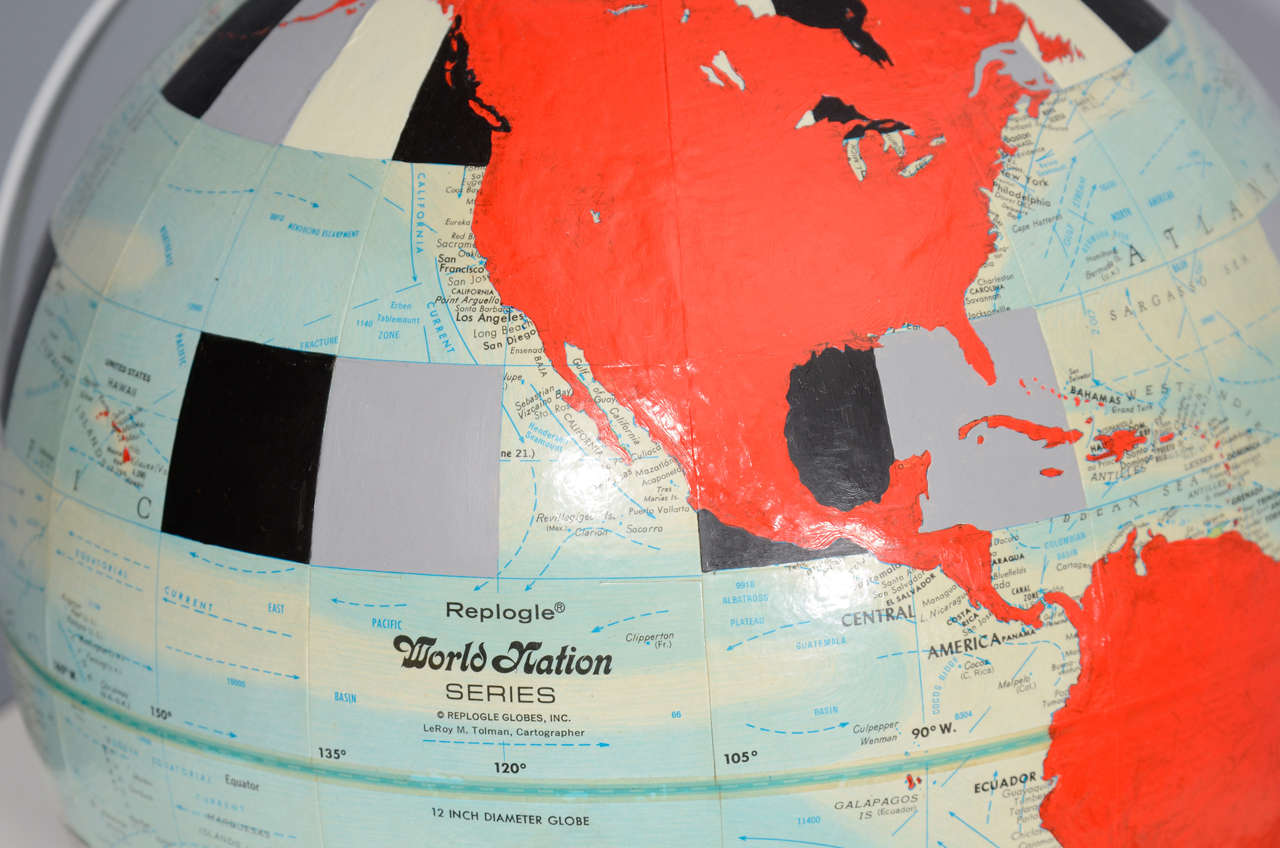 Contemporary Vintage, Hand-Painted Globe by Pop Artist, Dylan Egon