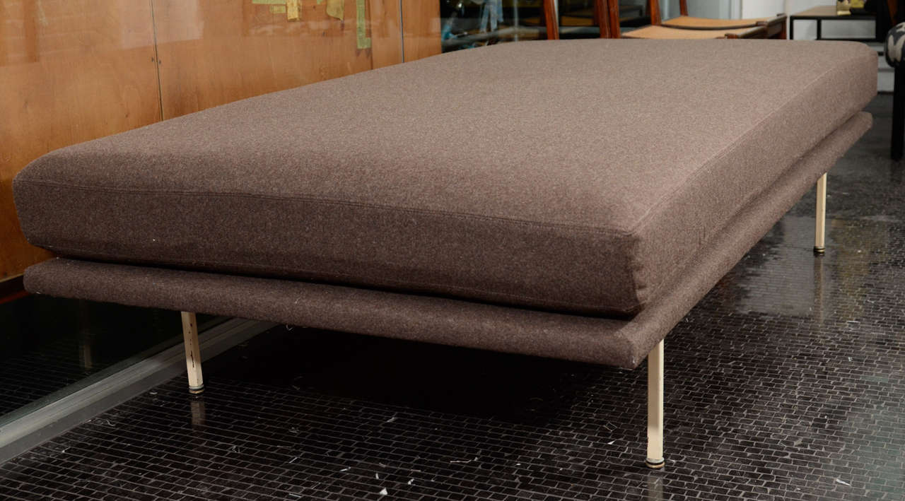 Ladislav Rado daybed, mfg. Knoll and Drake.  Upholstered cushion and frame on square steel legs-1950′s.