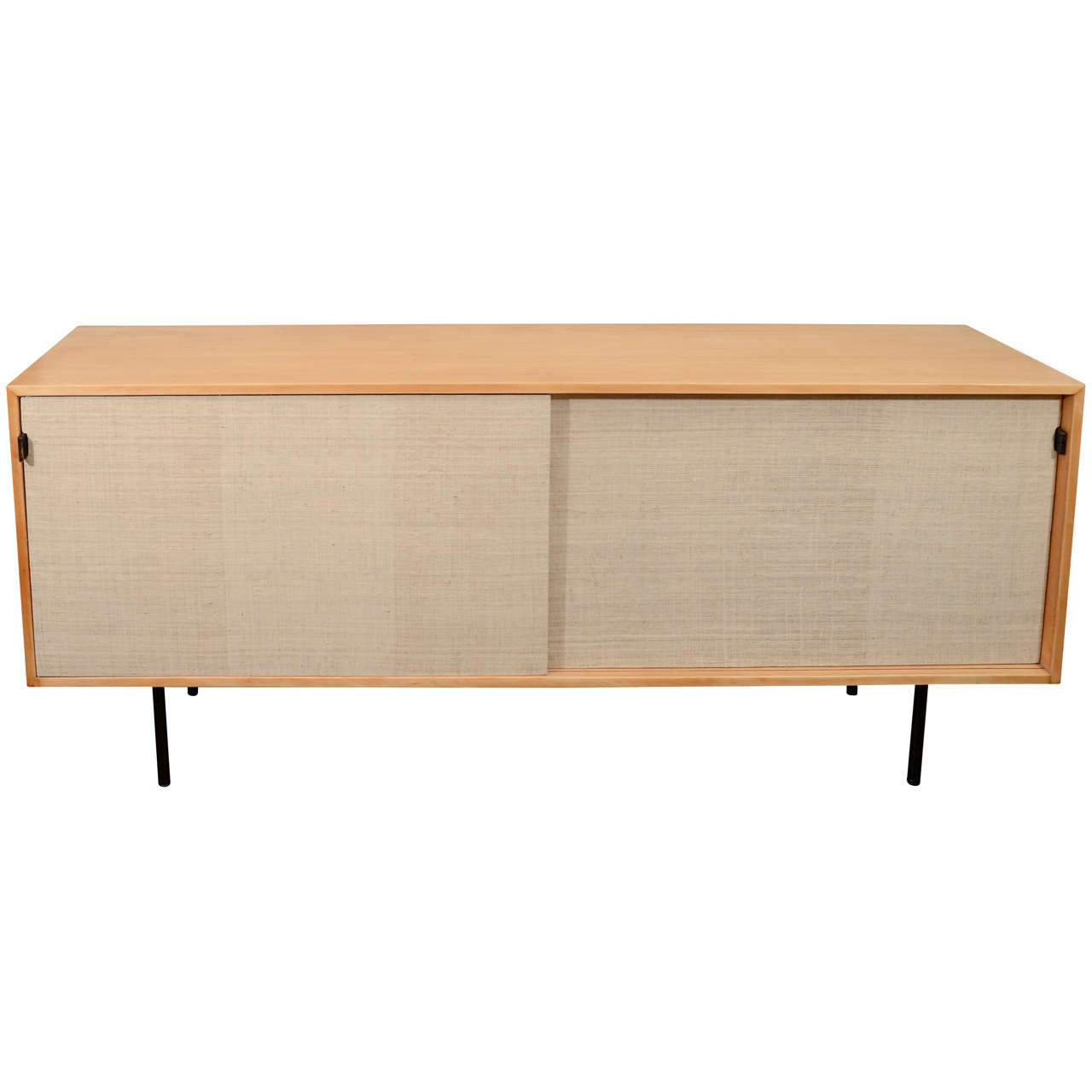 Florence Knoll Early Maple Credenza with Grass Cloth Doors