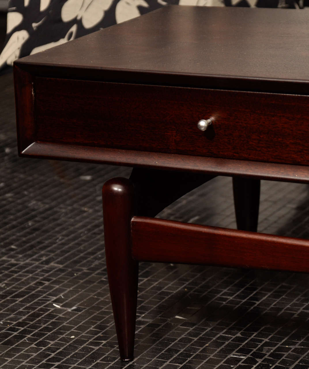 Dark Walnut Coffee Table With Drawers And Chrome Pulls at ...