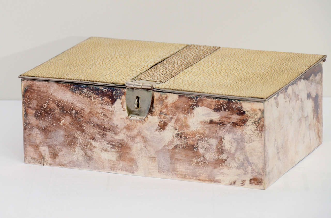 French Shagreen and Silver Box