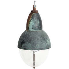 Vintage Copper Pendant Light with Glass Shade 3