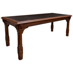English Gothic Revival Style Library Table
