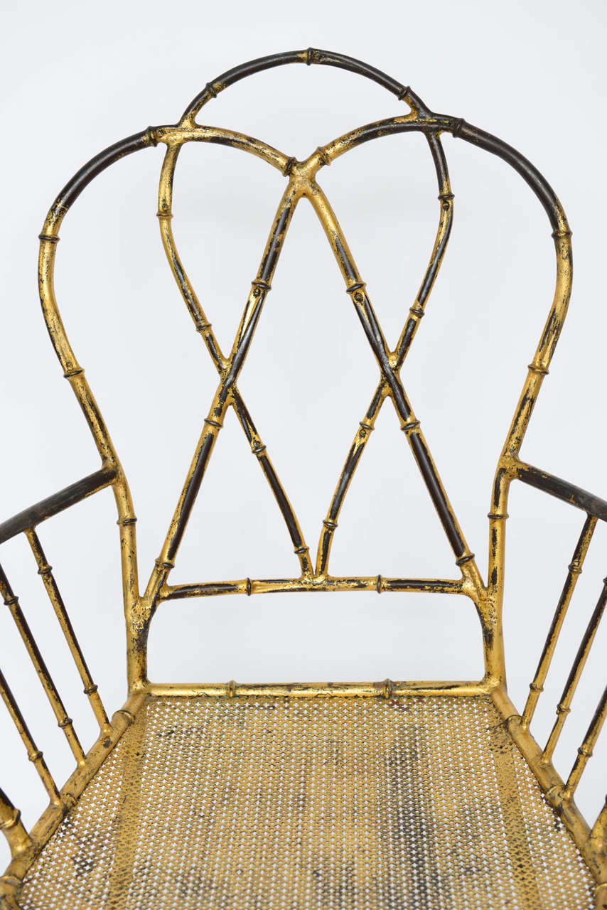 Gilt Metal Faux Bamboo Chairs 1