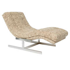Milo Baughman Chaise Longue in New Raw Silk Upholstery