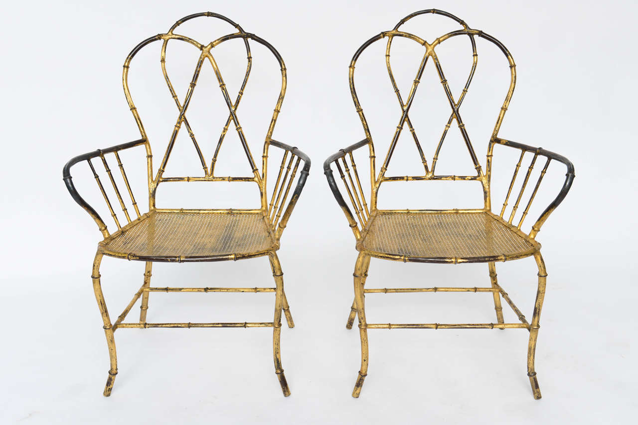 Gilt Metal Faux Bamboo Chairs at 1stDibs