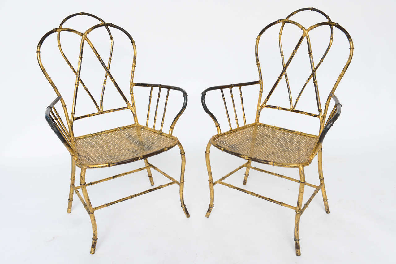 Gilt Metal Faux Bamboo Chairs at 1stDibs