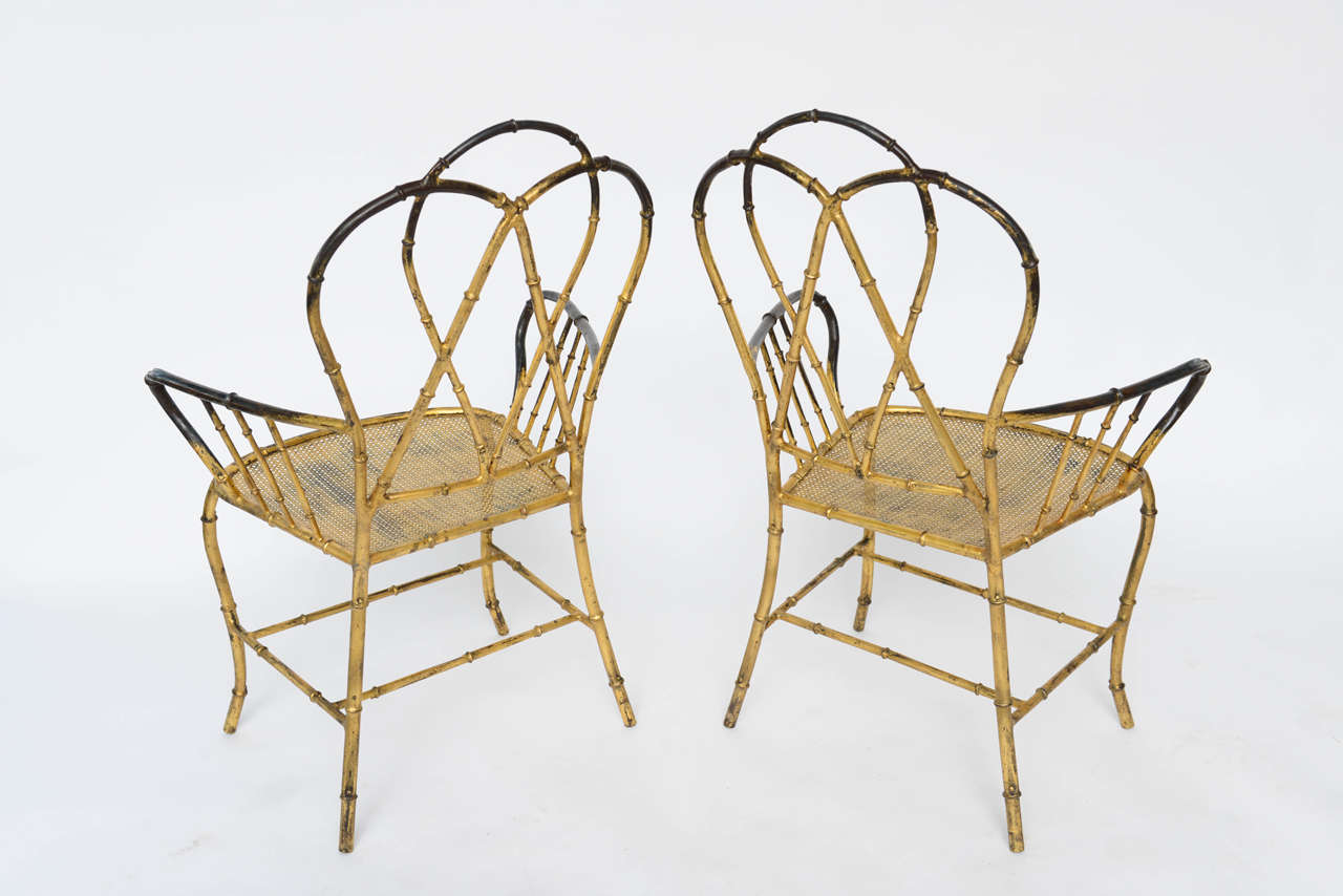 Gilt Metal Faux Bamboo Chairs at 1stDibs