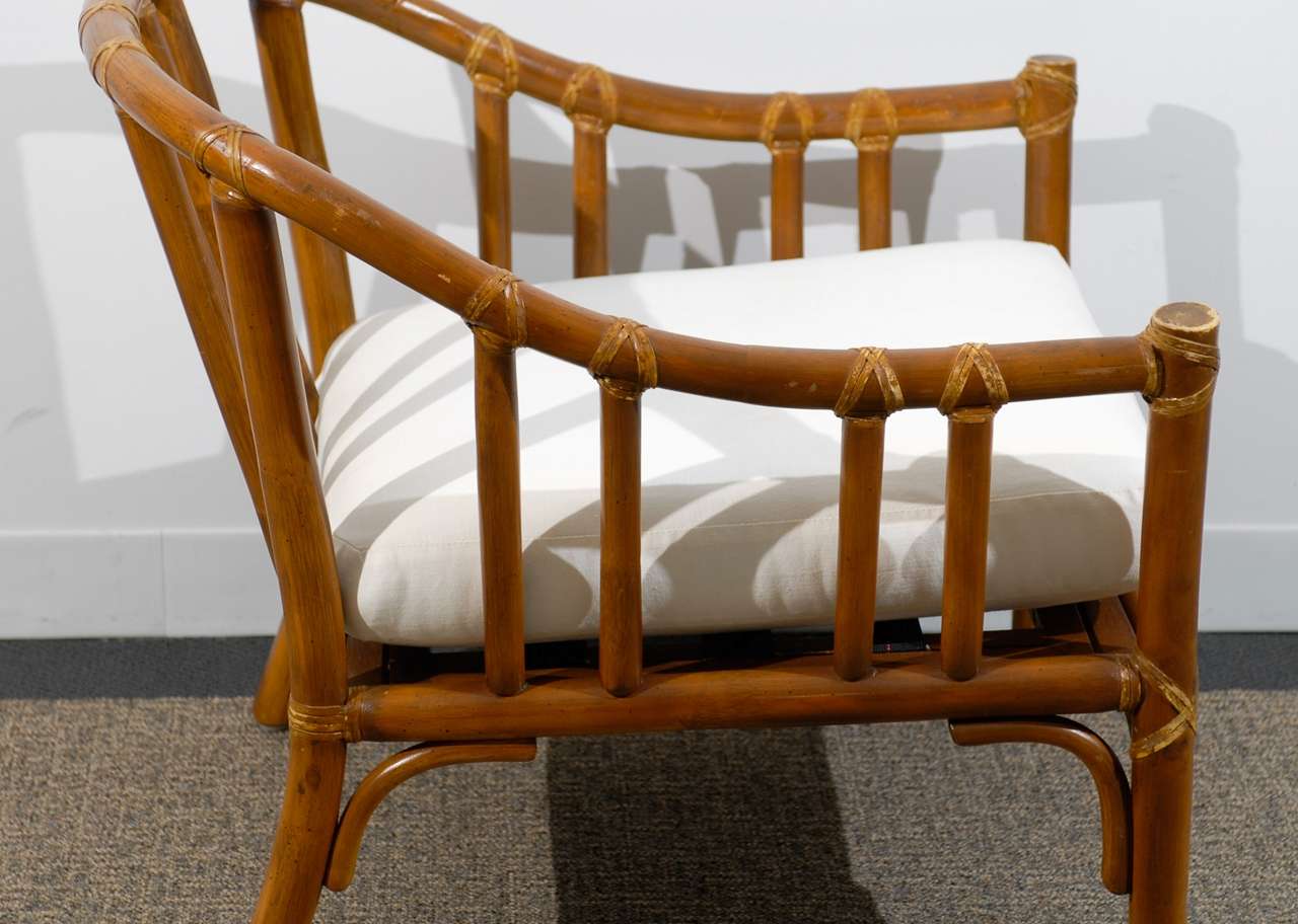 American Handsome Pair of Bamboo Lounge/Club Chairs by McGuire