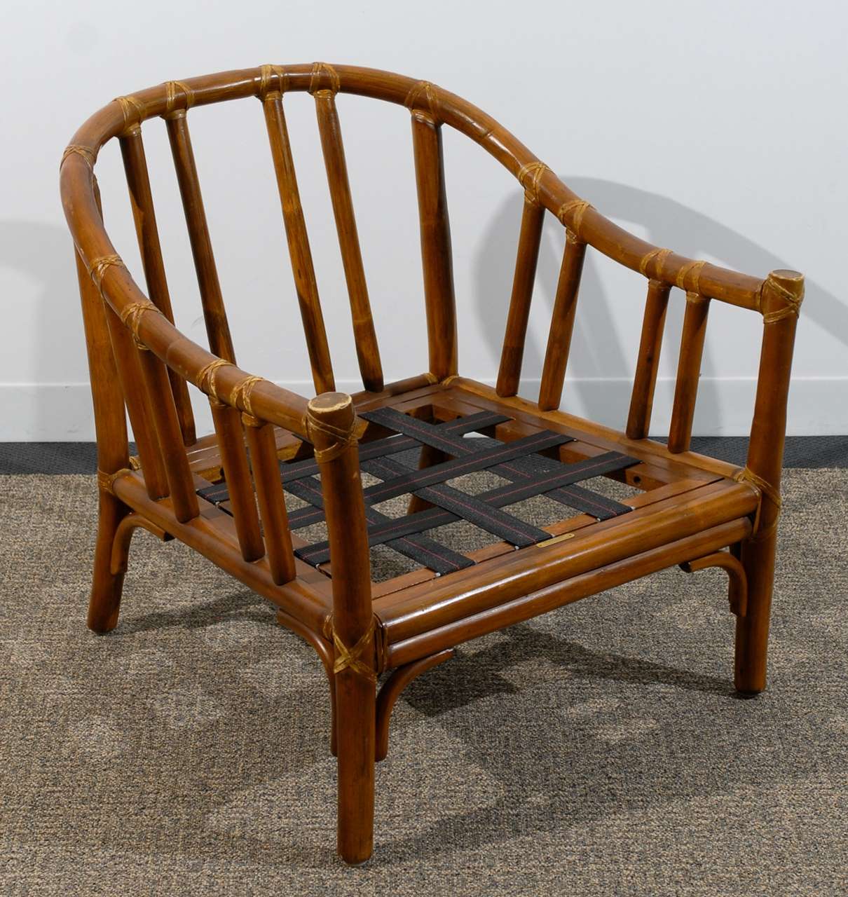 Handsome Pair of Bamboo Lounge/Club Chairs by McGuire In Excellent Condition In Atlanta, GA
