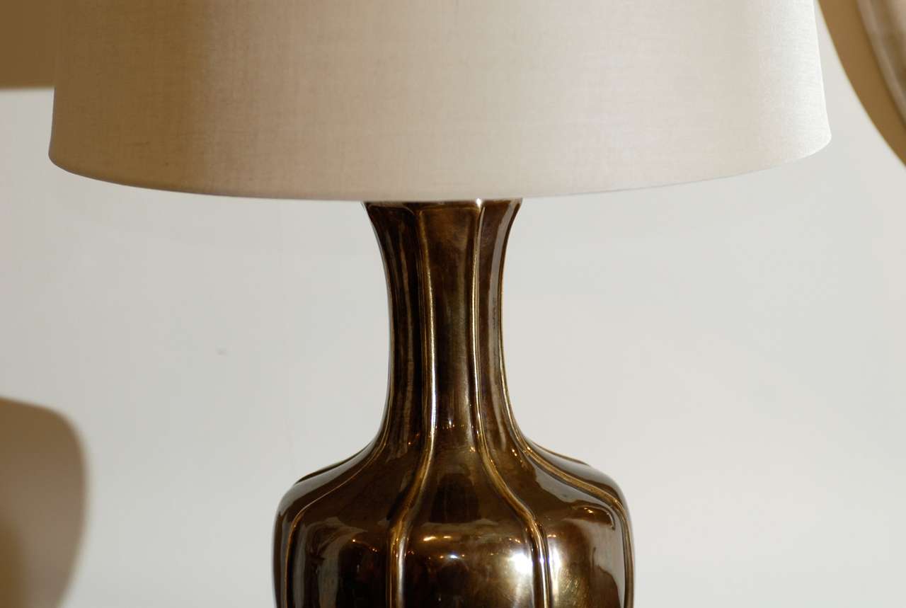 Mid-Century Modern Pair of Vintage Frederick Cooper Lamps in Bronze