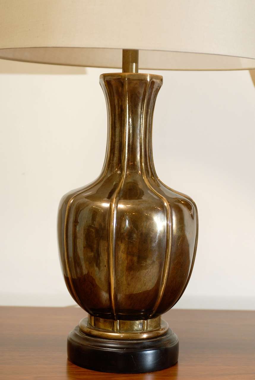 Pair of Vintage Frederick Cooper Lamps in Bronze In Excellent Condition In Atlanta, GA