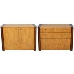 Handsome Milo Baughman Style Pair of Chests/End Tables/Night Stands