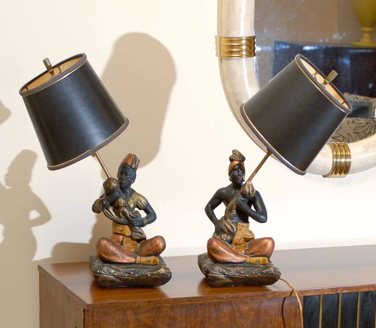 Unusual Pair of Blackamoor Lamps by Montecillo Studio For Sale at 1stDibs