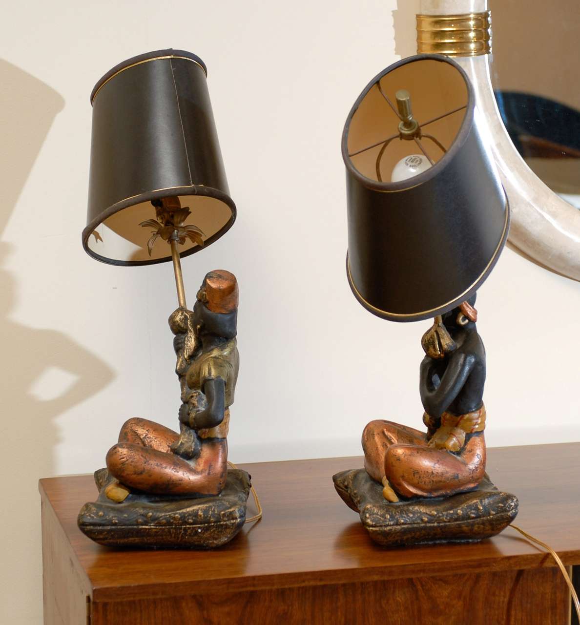 Unusual Pair of Blackamoor Lamps by Montecillo Studio For Sale at 1stDibs
