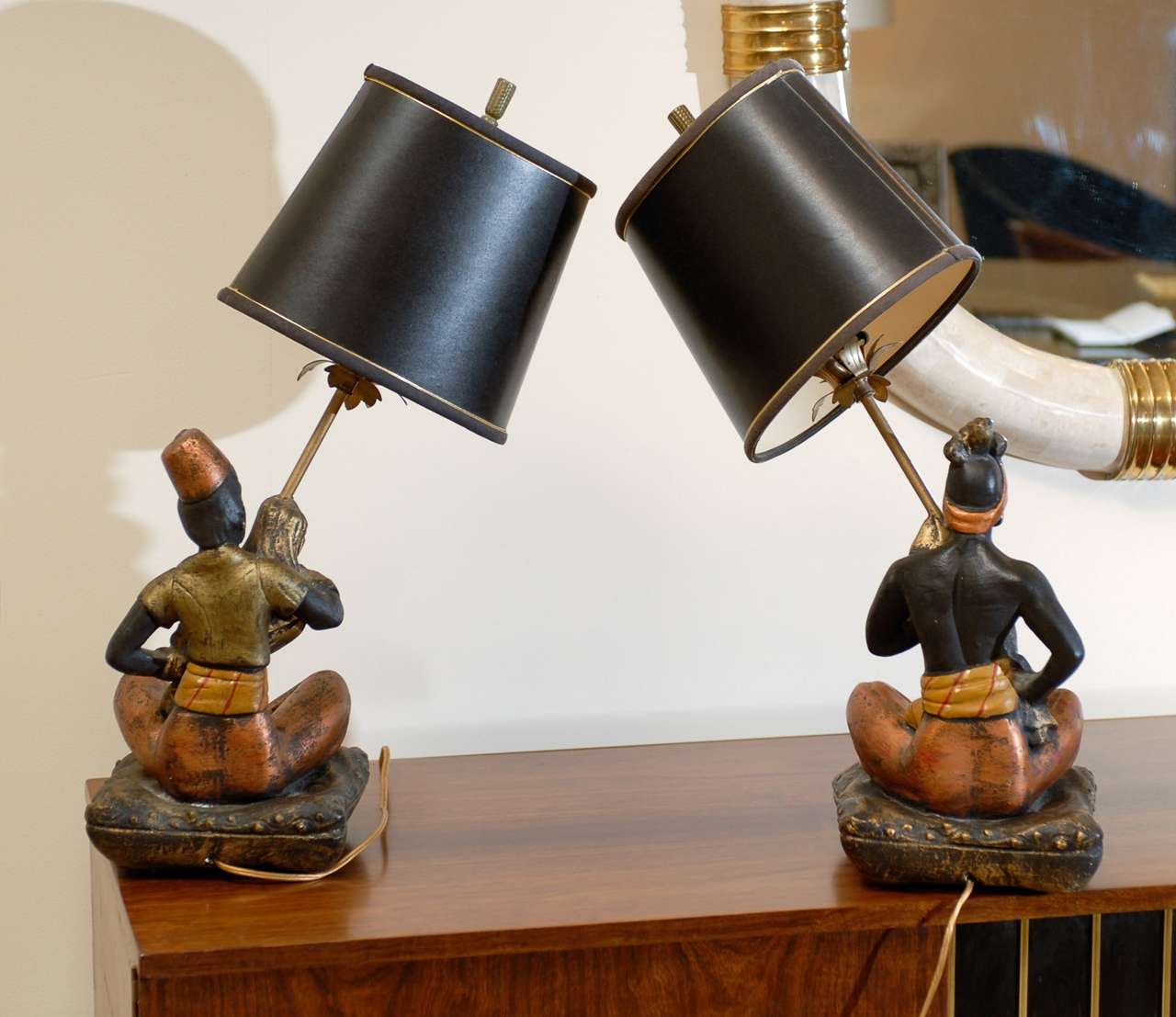 Unusual Pair of Blackamoor Lamps by Montecillo Studio For Sale at 1stDibs