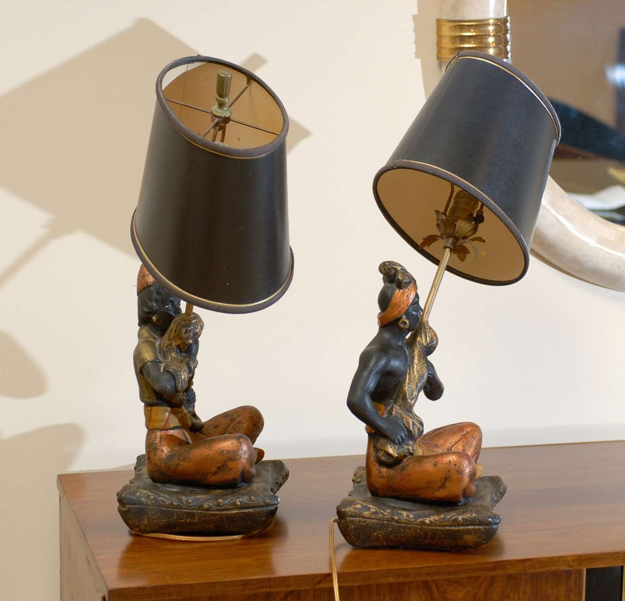 Unusual Pair of Blackamoor Lamps by Montecillo Studio For Sale at 1stDibs