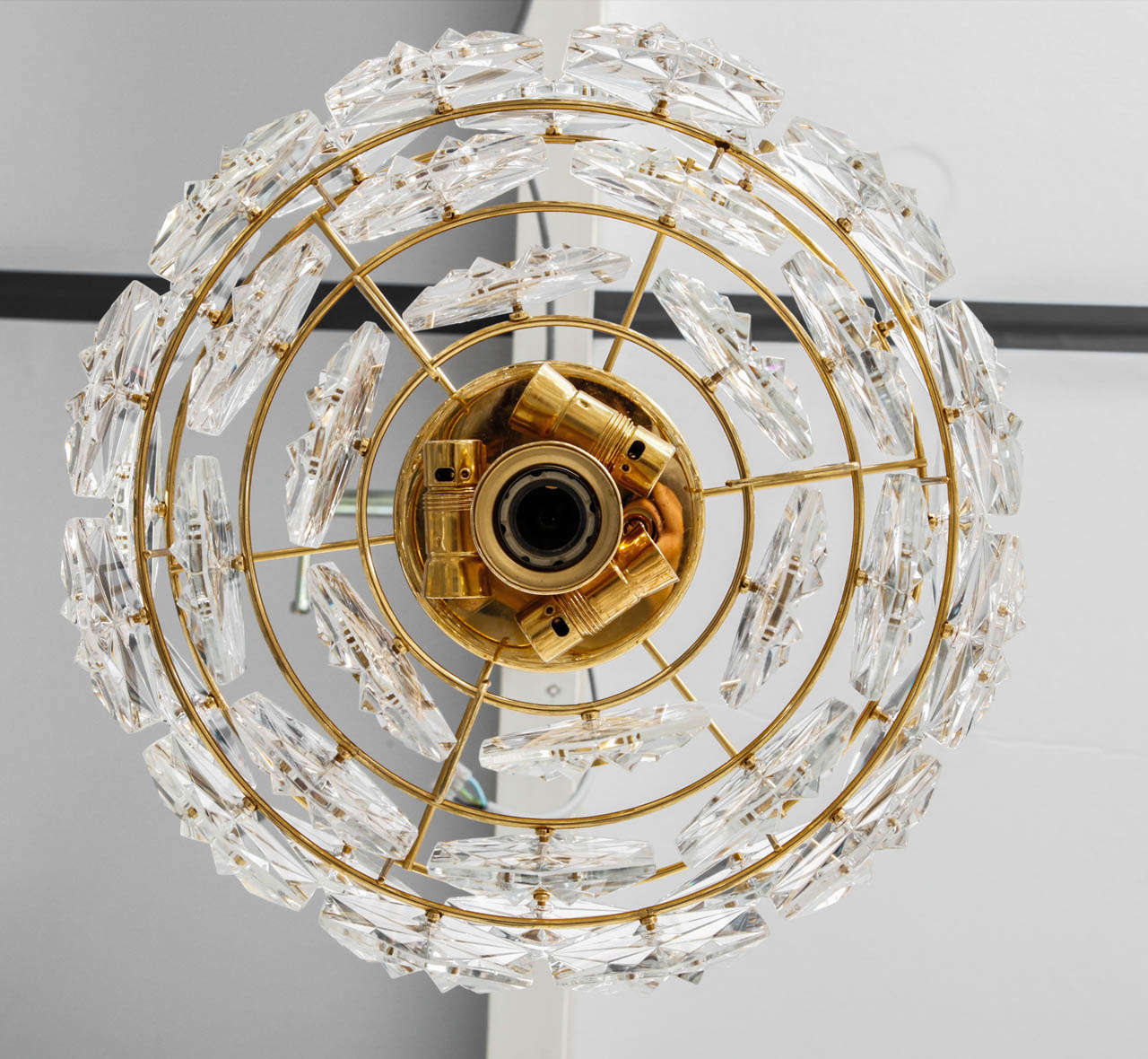 Brass Kinkeldey Hexagonal Crystal Chandelier