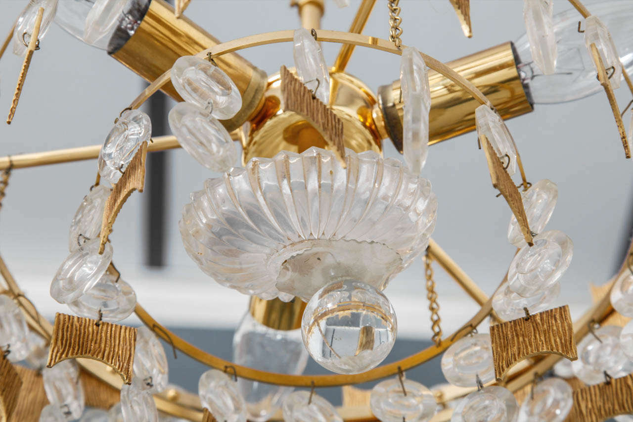 Late 20th Century Brutalist Gilt Relief Chandelier by Palwa, Germany 1970s For Sale